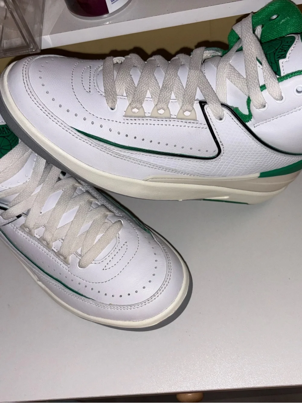 Jordan Kids White and Green High-Top Sneakers